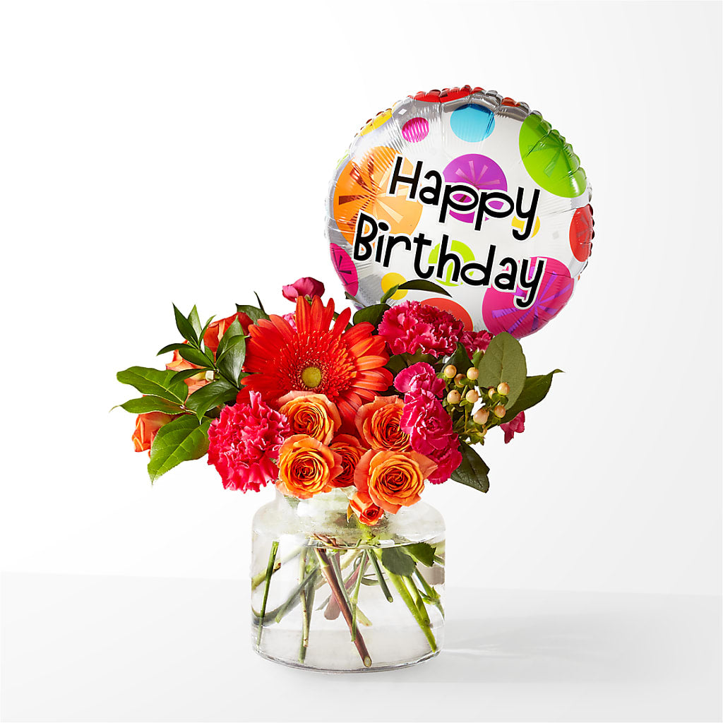 Fiesta Bouquet with Birthday Balloon – Sandy Run Sndwich Shop And Florist Llc, Gaston SC