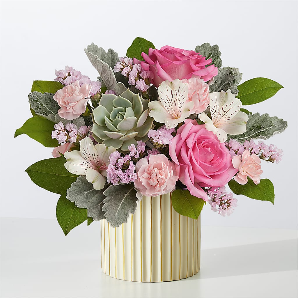 Dusty Rose Bouquet with Ivory Vase – Sandy Run Sndwich Shop And Florist Llc, Gaston SC