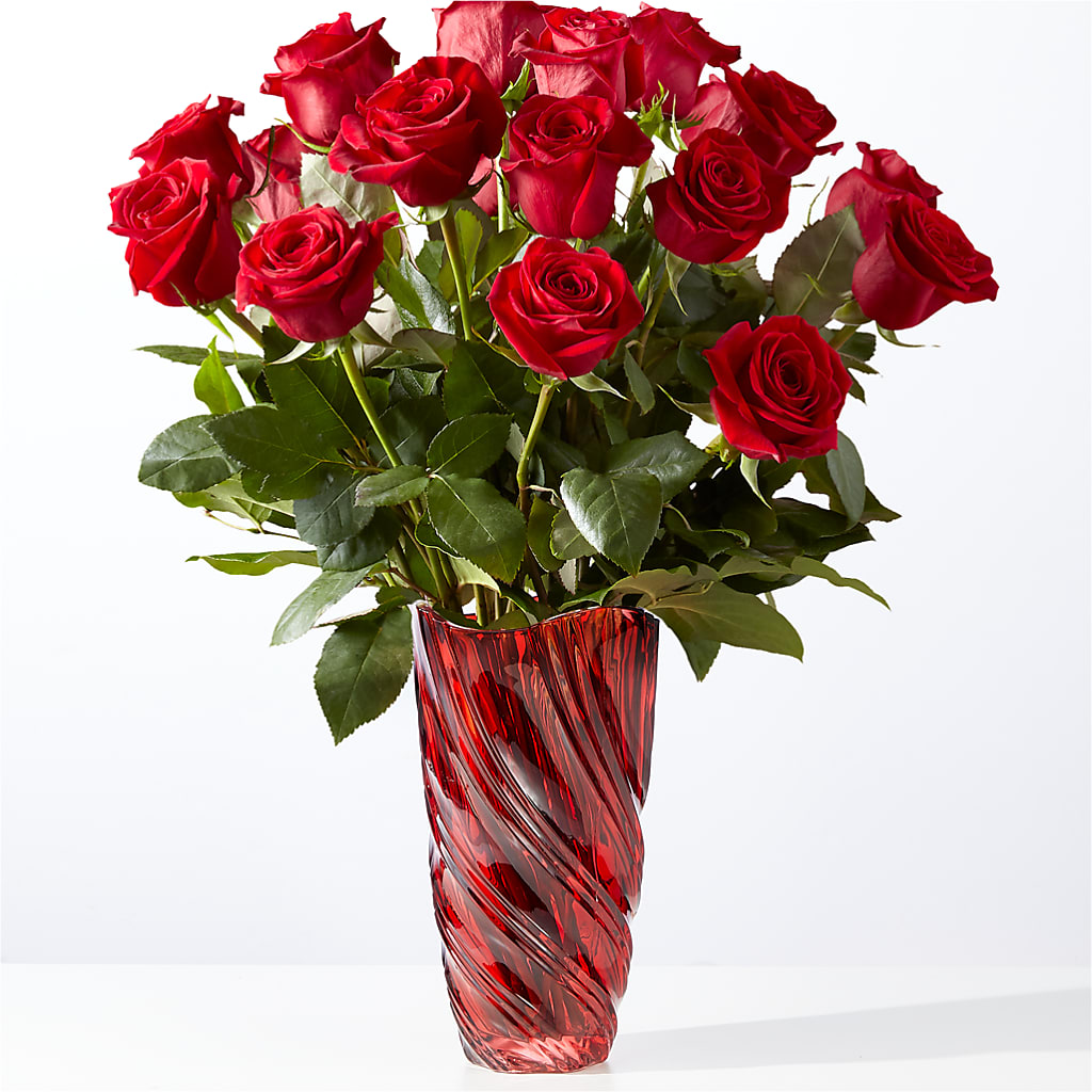 Classic Love Red Rose Bouquet with Luxe Swirl Vase – Sandy Run Sndwich Shop And Florist Llc, Gaston SC
