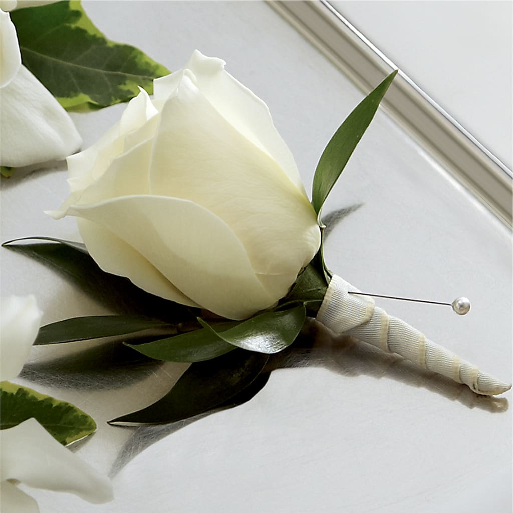 White Rose Boutonniere – Sandy Run Sndwich Shop And Florist Llc, Gaston SC