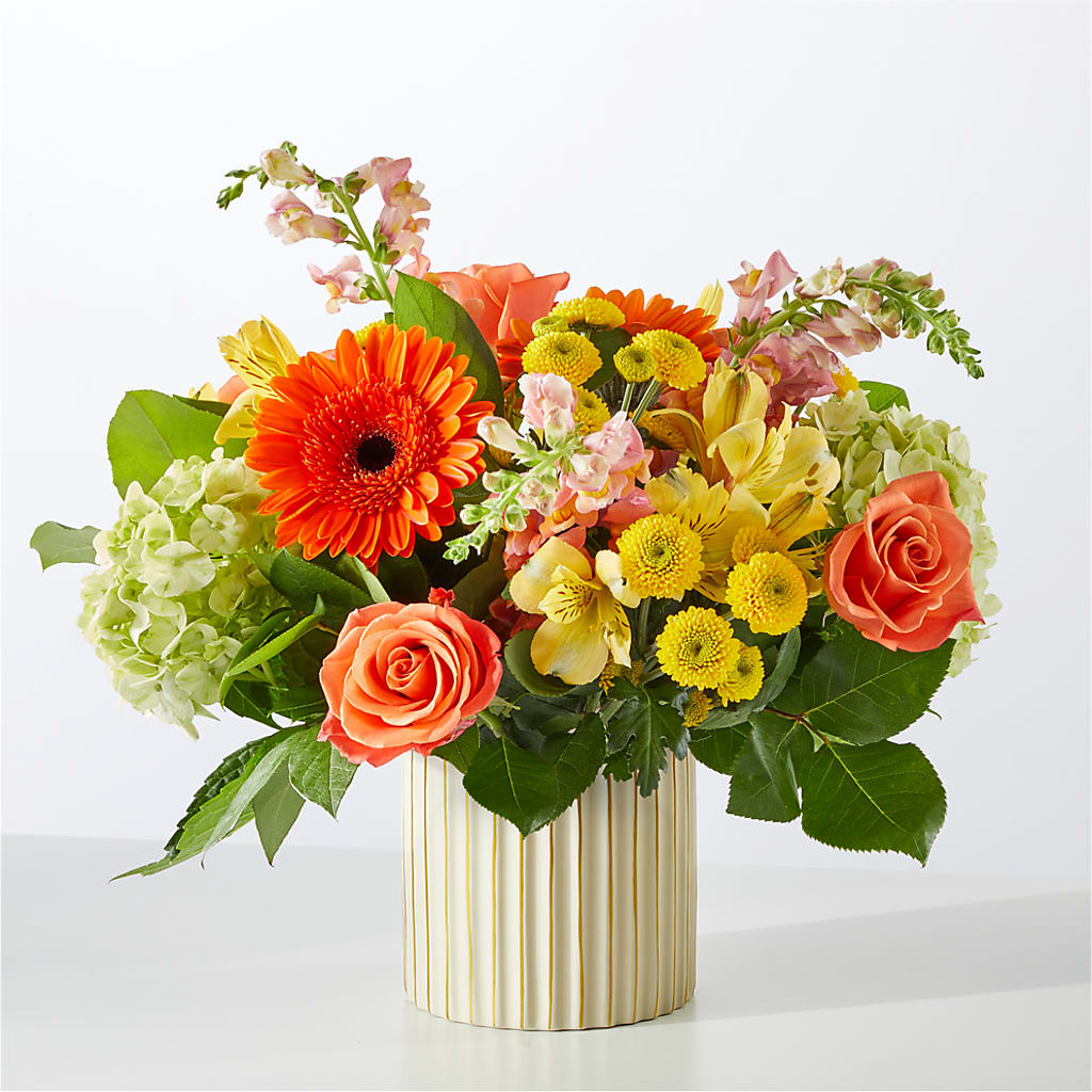 Autumn Sunshine Bouquet with Ivory Vase –  Sandy Run Sndwich Shop And Florist Llc, Gaston SC