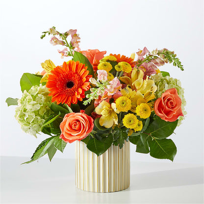 Autumn Sunshine Bouquet with Ivory Vase –  Sandy Run Sndwich Shop And Florist Llc, Gaston SC