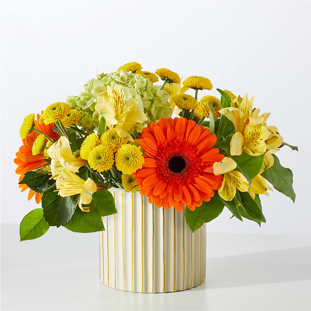Autumn Sunshine Bouquet with Ivory Vase –  Sandy Run Sndwich Shop And Florist Llc, Gaston SC