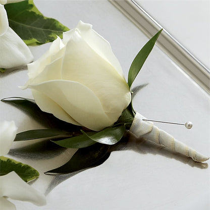 White Rose Boutonniere –  Sandy Run Sndwich Shop And Florist Llc, Gaston SC